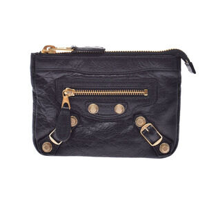 BALENCIAGA Giant Porte Monnaie Wallet Leather Pouch Black